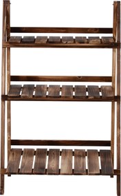 Outsunny Stojak na Kwiaty Drewniany Regał Kwietnik Wypalany Design do Ogrodu Balkonu 60x37x93cm | Aosom PL