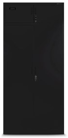 Wielokomorowa szafa socjalna z miejscem na ubrania BORYS, 900 x 1850 x 500, czarna