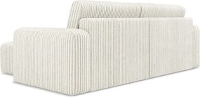 Kremowy sztruksowy rozkładany/ze schowkiem narożnik (prawostronny/z szezlongiem) Kona – Makamii