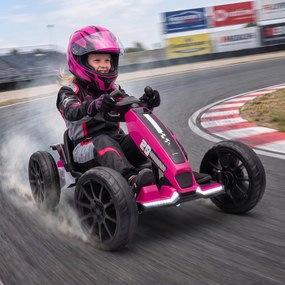 AIYAPLAY Elektryczny Go-Kart dla dzieci 12V z 2 silnikami, 4-fach verstellbarem Sitz, łagodny start, EVA -koła, LED -reflektory | Aosom PL