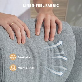 HOMCOM Obrotowy fotel tapicerowany z podnóżkiem, z funkcją oparcia, fotel tapicerowany z podłokietnikami, do salonu, sypialni, Szary