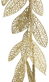 Girlanda ze złotych liści z brokatem, 180 cm