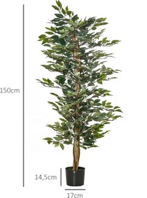 HOMCOM sztuczne rośliny w doniczce 150 cm FICUS sztuczne drzewo doniczka plastikowa