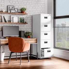 Metalowa szafa kartotekowa SARA V5, 460 x 1630 x 620 mm, biała