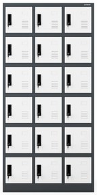 Skrytkowa szafa socjalna KAROL, 900 x 1850 x 400 mm, antracytowo-biała