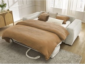 Beżowa sztruksowa sofa do spania/rozkładana 240 cm Hugo – Bobochic Paris