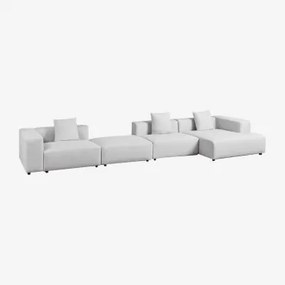 Sofa Modułowa Z Szezlongiem Prawym, 3-częściowa Z Wysokim Podłokietnikiem I Pufą (↔︎480 Cm) Bruna Tkaniny Gris Glacial - Sklum