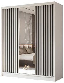 Szafa przesuwna - Lamel z lustrem 180 cm, biały mat