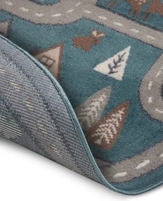 Dywan dziecięcy Adventures – Uliczki zielono-brązowo-szare koło 140 cm x 140 cm Atest Oeko-Tex