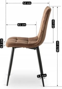 Zestaw Stół Okrągły LAUREN 90 cm Dąb Rustykalny/Czarny i 4 Krzesła PERU Brązowe Welurowe