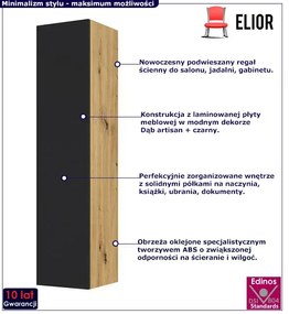 Modułowy regał ścienny dąb artisan + czarny - Herria 4X