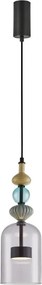 Czarna lampa wisząca ze szklanym kloszem - K396 M3-S51