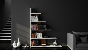 Nowoczesny regał na książki – 121,8 x 120 x 19,5 cm – biały i orzechowy – płyta wiórowa pokryta melaminą