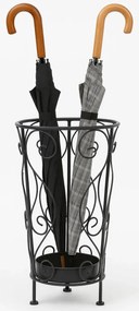 Czarny metalowy stojak na parasole w stylu vintage F0-E65
