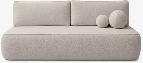 Sofa z Funkcją Spania ARVETO Kremowa Boucle Nowoczesna