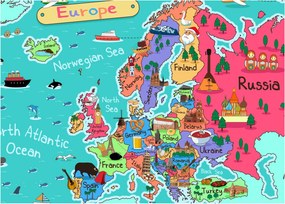Obraz - Dziecięca mapa Europy (70x50 cm)