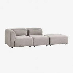Sofa Modułowy Narożny 2-częściowy Z Pufem Fogler Sztruks Jasny Szary Taupe - Sklum