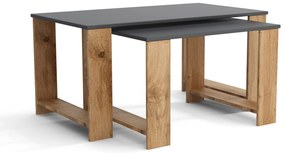 Stoliki kawowe ZESTAW STOLIKÓW 90+65cm MORI Dąb Wotan/Antracyt