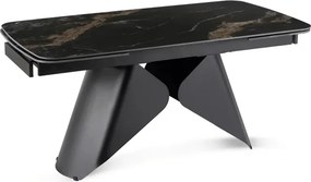Stół Rozkładany Prostokątny VERONA 160-240 cm Ceramiczny Czarny Marmur/Czarny Loft