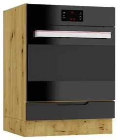 Szafka pod piekarnik ISABEL DK60 czarny mat/dąb artisan STOLKAR