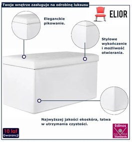 Biała otwierana pufa pikowana A0-T05