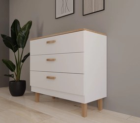 Biała komoda Denver z 3 szufladami