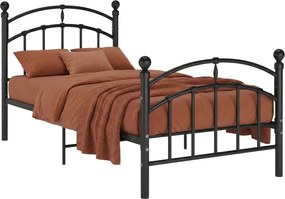 Czarne Metalowe Łóżko Pojedyncze 100X200 Cm A4-F04