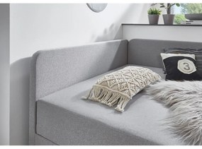 Jasnoszare tapicerowane łóżko jednoosobowe ze schowkiem 90x200 cm Cabana – Meise Möbel