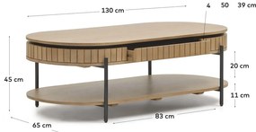Stolik z drewna mango 130x65 cm Licia − Kave Home