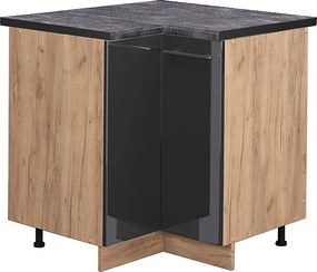 Szafka narożna antracyt wysoki połysk 80.5x60x82 fame-line