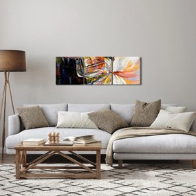 Obraz - Kobieta grająca na pianinie (z zegarem) (90x30 cm)
