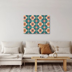 Obraz na szkle - Retro wzór z kwiatami (70x50 cm)