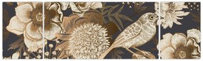 Obraz złotych kwiatów na ciemnym tle (170x50 cm)