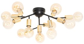 Designerska lampa sufitowa czarna ze złotem 12-świateł - JuulDesignerski Oswietlenie wewnetrzne