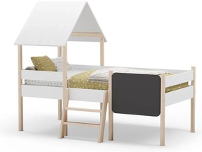 Białe podwyższone łóżko dziecięce z litego drewna sosnowego w kształcie domku 90x190 cm Mint – Marckeric