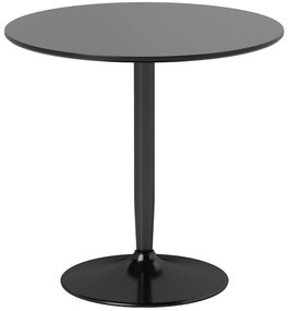 HOMCOM Stół jadalniany dla 2 osób, okrągły blat Ø80 cm, MDF i Stal, antypoślizgowy, Czarny, 75W cm