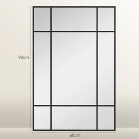 HOMCOM Lustro ścienne, dekoracyjne lustro z metalową ramą, czarne paski, szkło wielowarstwowe, 90B x 2T x 60H cm | Aosom PL