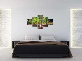 Obraz - Drewniana łódź na kanale, Tajlandia (125x70 cm)