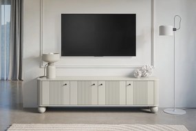 Szafka RTV Vesper 4D 187 cm - kaszmir / czarne uchwyty / nogi kule