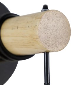 Rustykalna lampa ścienna czarna z drewnem - Dami Frame Rustykalny / Vintage Oswietlenie wewnetrzne