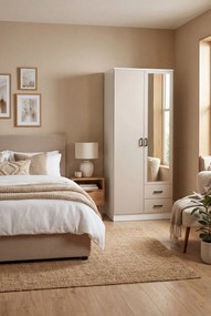 Skandynawska szafa z lustrem biały + kaszmir K0-D09