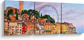 Obraz - Rovinj, Chorwacja (z zegarem) (90x30 cm)