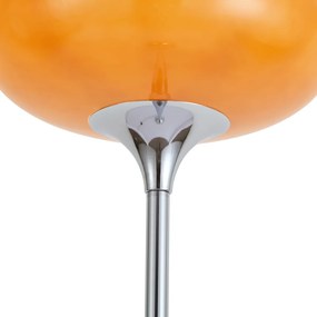 Lampa podłogowa retro chromowana z pomarańczowym szklanym kloszem 150 cm - Glaze