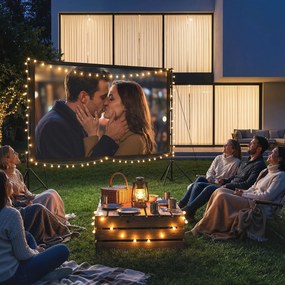 HOMCOM 254 cm 16:9 HD 4K/8K ekran projekcyjny ze statywem, przenośny dwustronny ekran ze składanymi statywami, biały | Aosom PL