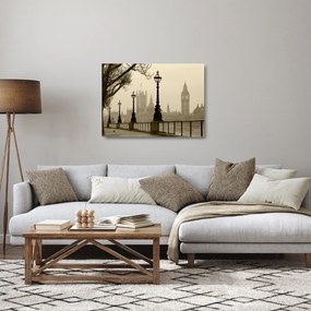 Obraz na szkle - Londyn we mgle, Anglia (70x50 cm)