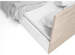 Białe łóżko dwuosobowe ze schowkiem i stelażem 160x200 cm Sahara – Marckeric