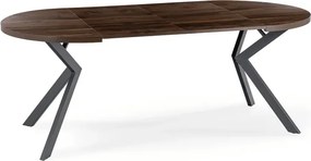 Stół Okrągły Rozkładany LUKAS 100-250 cm Orzech/Czarny Loft