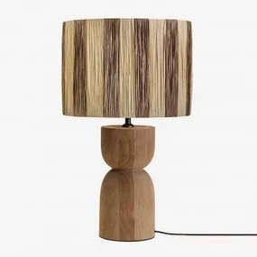 Lampa Stołowa Z Drewna Mango Diniz ↑30 Cm & Brown Café Marsali - Sklum