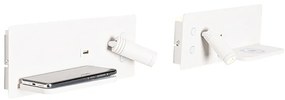 Zestaw 2 lamp ściennych białych z LED z USB i ładowarką indukcyjną - Riza Nowoczesny Oswietlenie wewnetrzne