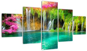 Obraz - Wodospad, Jeziora Plitwickie, Chorwacja (125x70 cm)